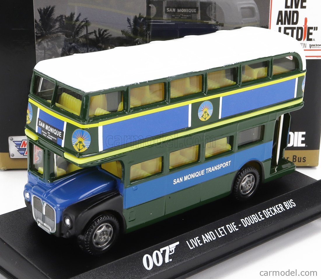 MOTOR-MAX 79846 Масштаб 1/36 | DECKER DIORAMA - AUTOBUS 1960 - 007 JAMES  BOND - LIVE AND LET DIE - VIVI E LASCIA MORIRE BLUE GREEN