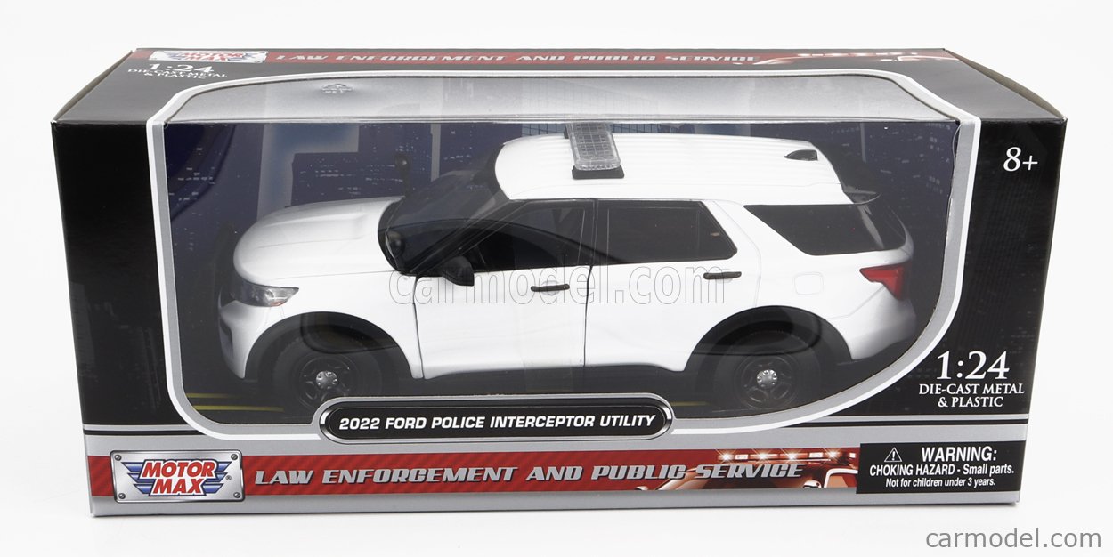 MOTOR-MAX 76988W Scale 1/24  FORD USA UTILITY POLICE INTERCEPTOR WITH LIGHT BAR AND PUSH BUMPER 2022 WHITE