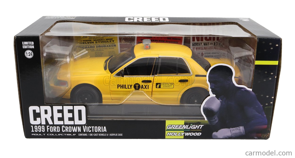 GREENLIGHT 84173 Scale 1/24  FORD USA CROWN VICTORIA PHILLY TAXI 2015 - CREED YELLOW