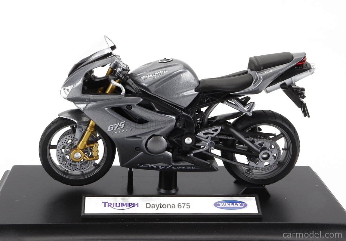  Welly Die Cast Motorcycle Silver Triumph Daytona 675, 1:18  Scale : Toys & Games