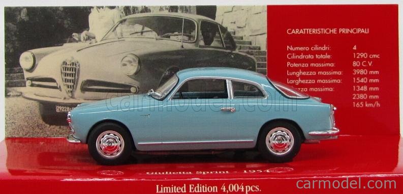 Alfa Romeo Giulietta Sprint 1954 - Minichamps 1/43 - Bleu - Sans Boîte
