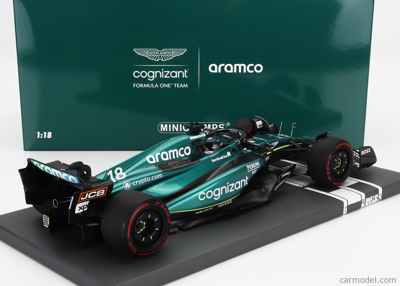 MINICHAMPS 117230318 Escala 1/18 | ASTON MARTIN F1 AMR23 TEAM ARAMCO  COGNIZANT N 18 AUSTRALIAN GP 2023 LANCE STROLL GREEN