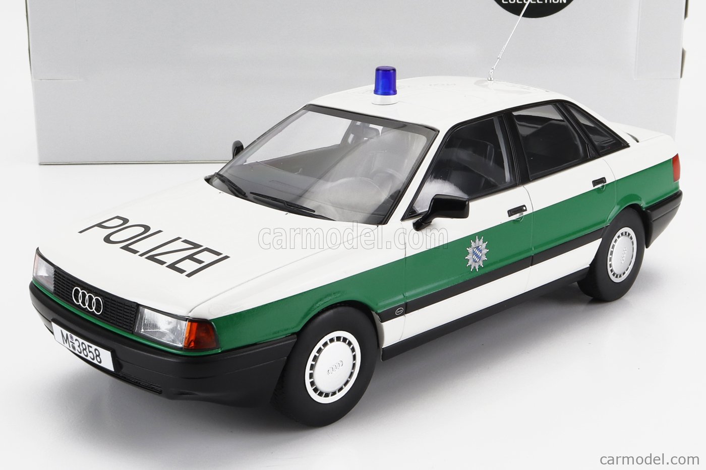 TRIPLE9 T9-1800345 Escala 1/18 | AUDI 80 B3 POLIZEI 1989 WHITE GREEN