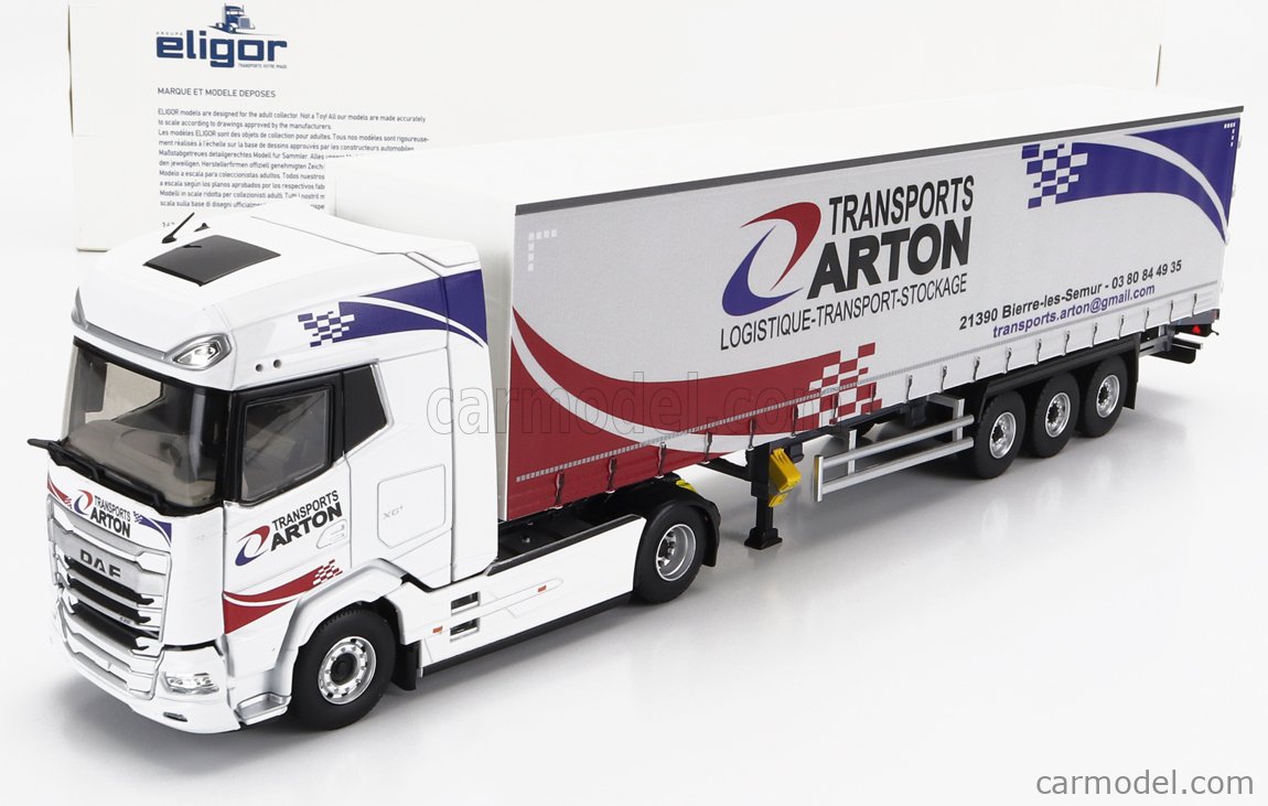 Camion DAF XG 4x2 Avec Remorque 3 Essieux - Modèle Réduit Eligor 1/43, échelle, Blanc