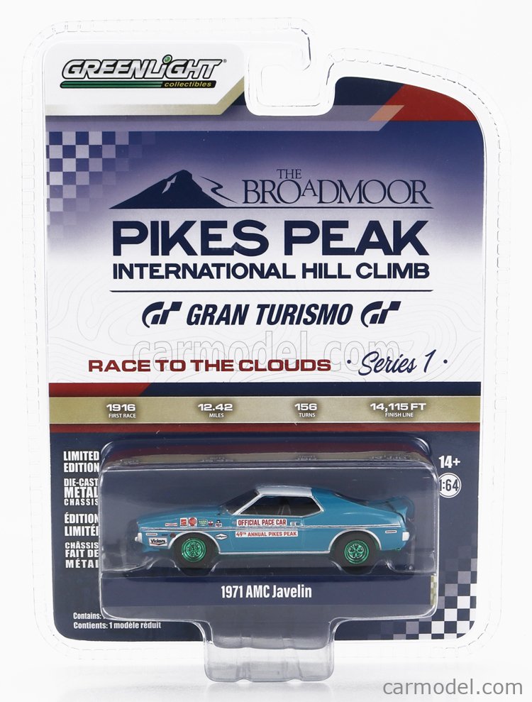 AMC - JAVELIN 1971 OFFICIAL PACE CAR 49th PIKES PEAK INTERNATIONAL HILL  CLIMB - GREEN WHEELS