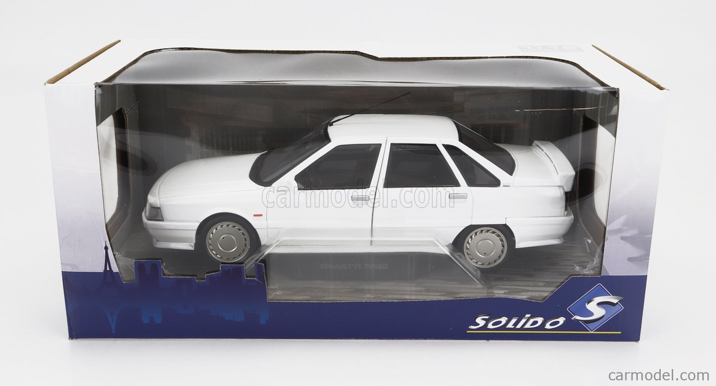 Solido Renault R21 MK1 1988 – Voiture Miniature 1/18, Blanche, Métal – Modèle Collection