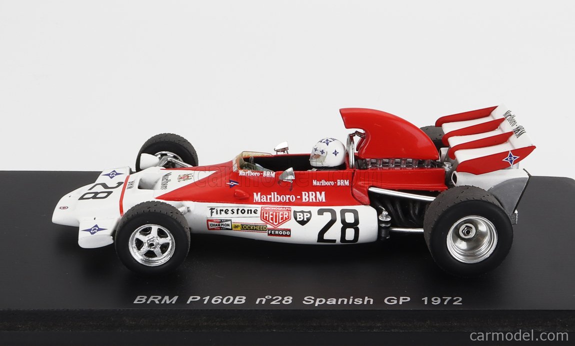 SPARK-MODEL S1741 Scale 1/43 | BRM F1 P160B N 28 SPANISH GP 1972 ALEX SOLER  ROIG WHITE RED