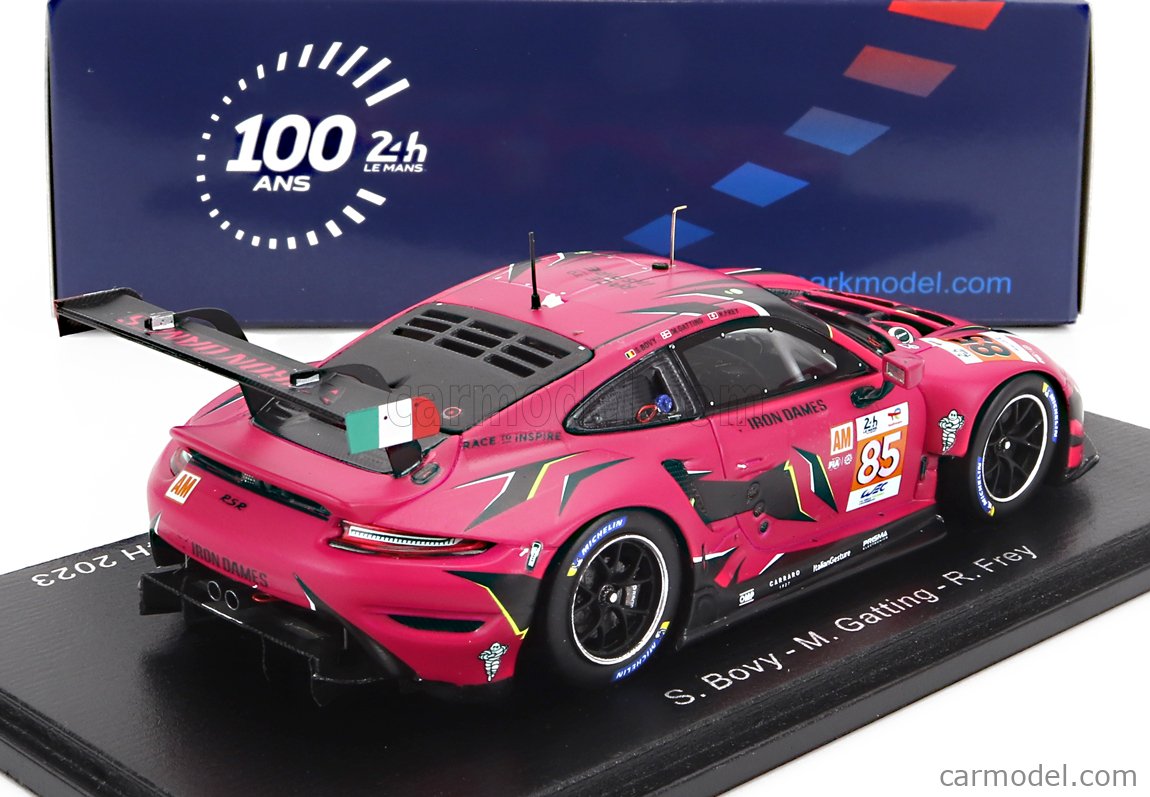 SPARK-MODEL S8766 Scale 1/43 | PORSCHE 911 991-2 RSR-19 4.2L TEAM IRON  DAMES N 85 24h LE MANS 2023 S.BOVY - R.FREY - M.GATTING FUCSIA