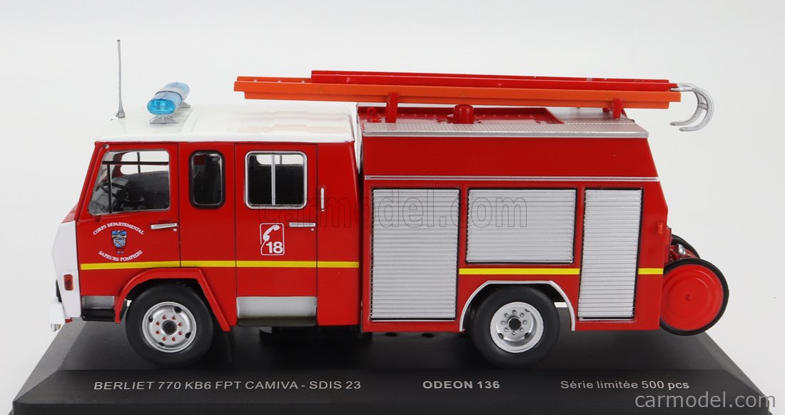 Camion de Pompiers BERLIET 770 KB6 FPT CAMIVA SDIS 23 Miniature de  Collection 1/43 Métal