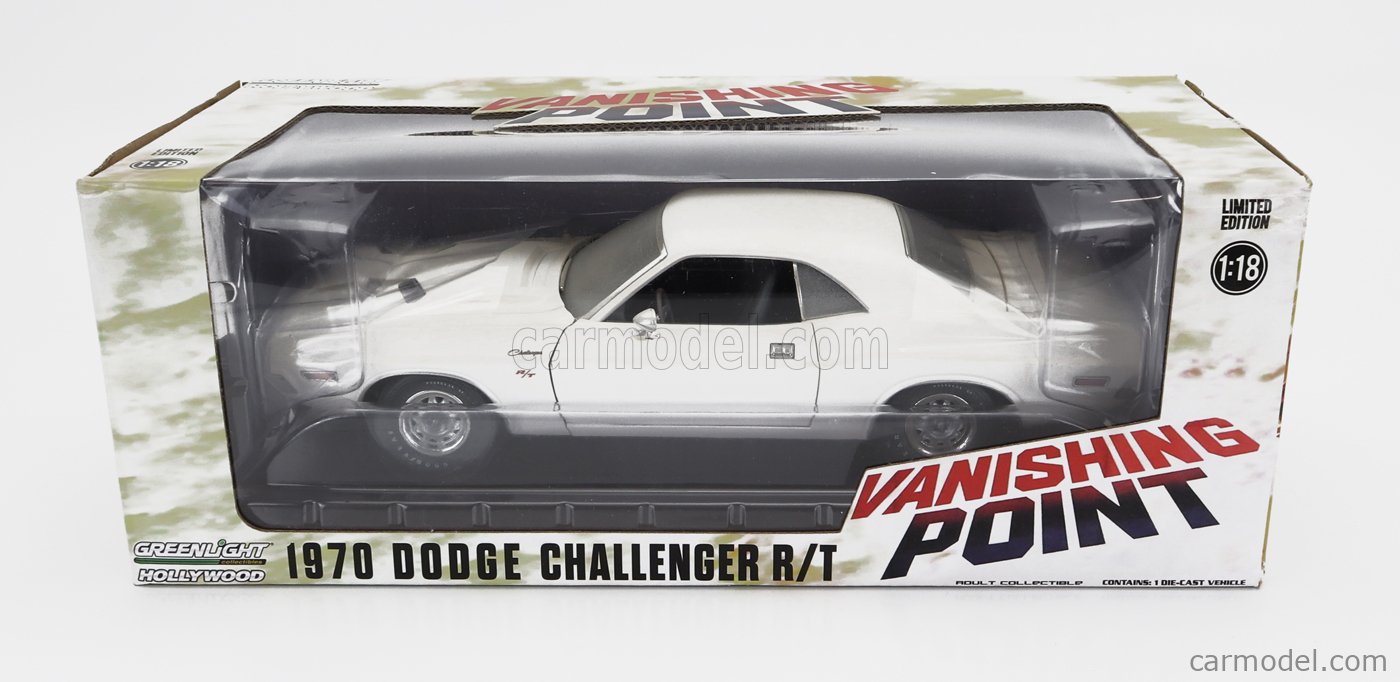 GREENLIGHT 13582 Scale 1/18  DODGE CHALLENGER R/T COUPE 1971 - VANISHING POINT - WEATHERED VERSION WHITE