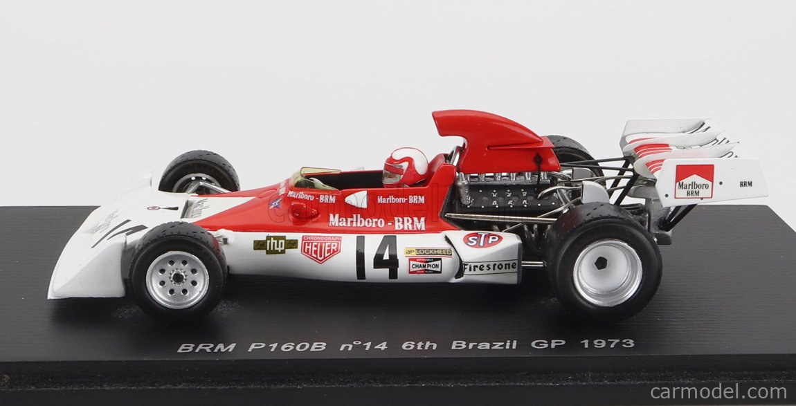 SPARK MODEL S1855 Masstab 1 43 BRM F1 P160D N 14 BRAZILIAN GP 1973 CLAY REGAZZONI WHITE RED