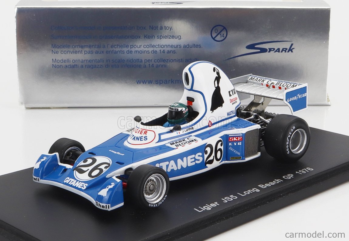 SPARK S1630 LIGIER JS5 n°26 Long Beach GP 1976 J. Laffite 1.43