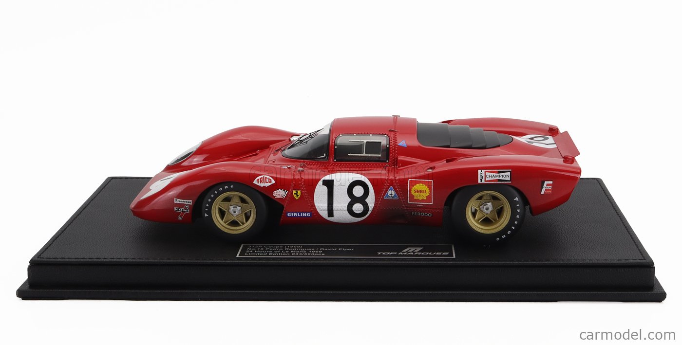 1:18 TOPMARQUES Ferrari 312P 3.0L V12 Coupe Team Sefac #18 24H Le Mans Dirty Version 1969 Pedro Rodriguez David Piper Red Top130ad.2.5.345.gp.114213