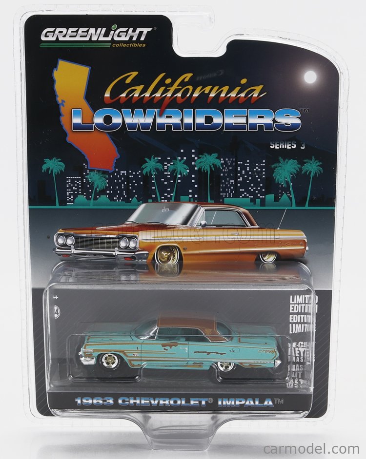 GREENLIGHT 63040B Scale 1/64 | CHEVROLET IMPALA 1963 LIGHT BLUE RUST