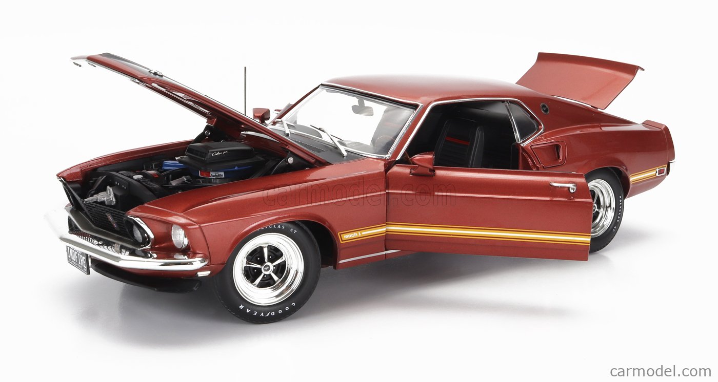 Modèle Réduit 1:18 Ford Mustang Boss 302 1969 Orange Foncé - Welly WE12516, état Neuf