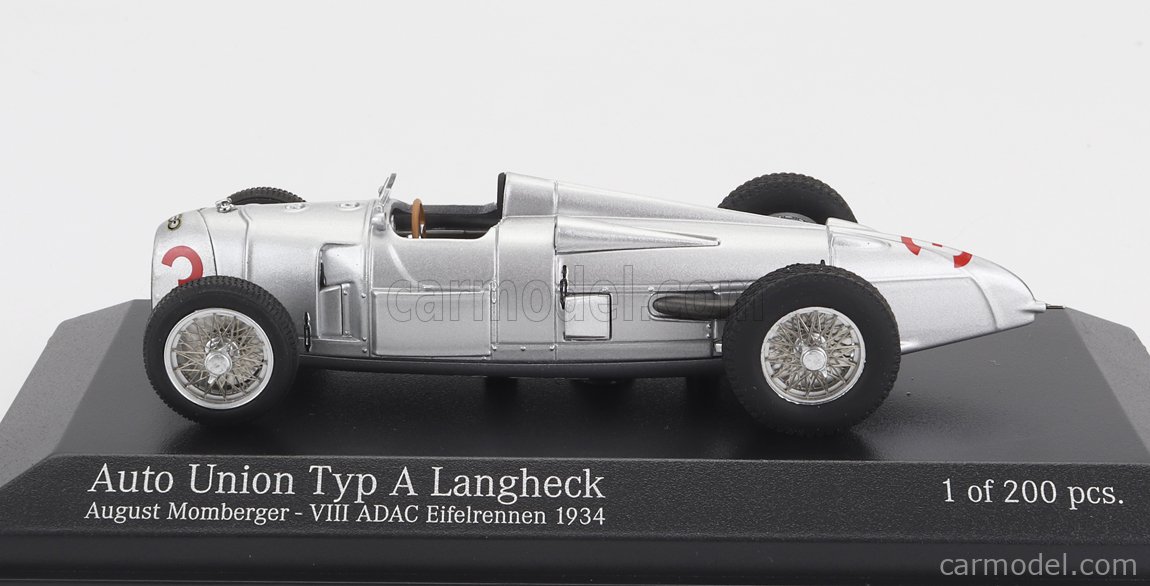 Diecast model cars Auto Union Typ A 1/43 Minichamps Long Tail No.2 ADAC Course du Eifel 1934