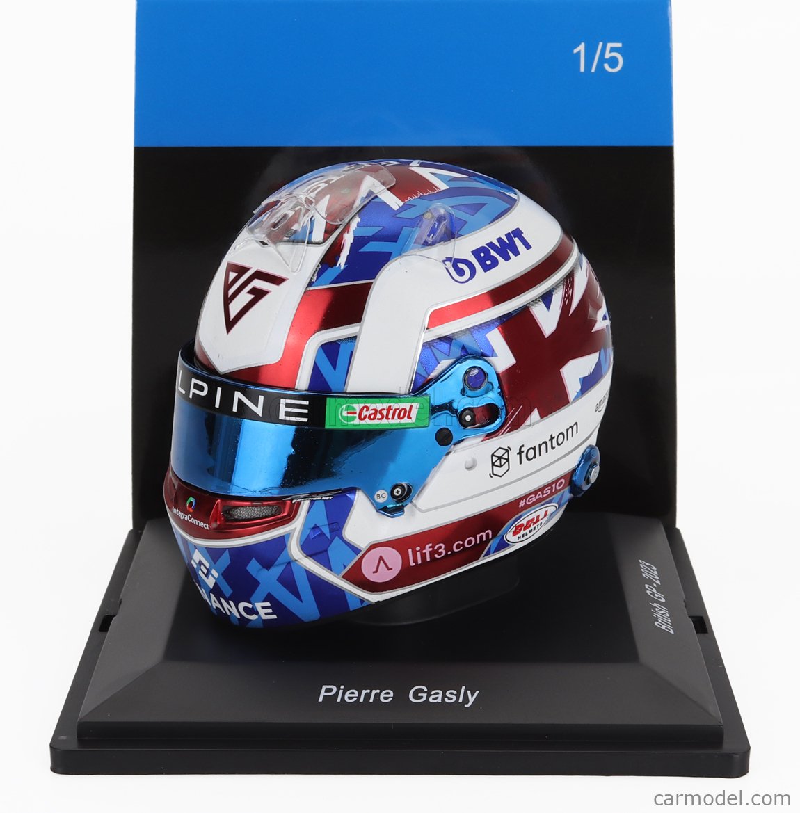 Casque Spark F1 Miniature 1:5 Pierre Gasly British GP 2023 - Modèle Collector #10