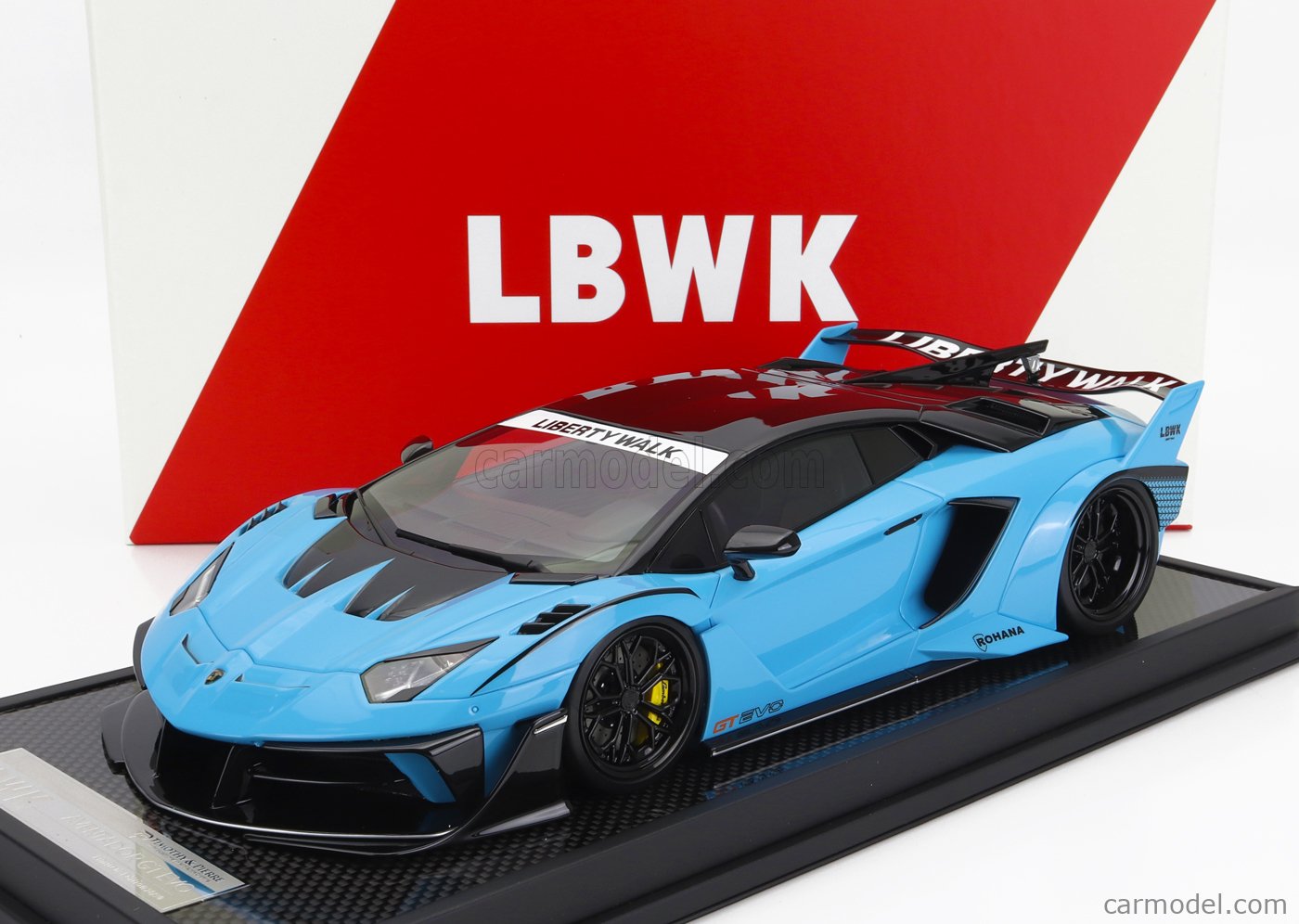 MOTORHELIX LB1875-SB Scale 1/18  LAMBORGHINI AVENTADOR GT EVO LBWK LB-WORKS 2019 SKY BLUE CARBON BLACK