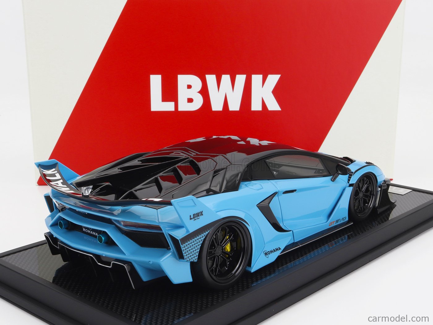 MOTORHELIX LB1875-SB Masstab: 1/18  LAMBORGHINI AVENTADOR GT EVO LBWK LB-WORKS 2019 SKY BLUE CARBON BLACK