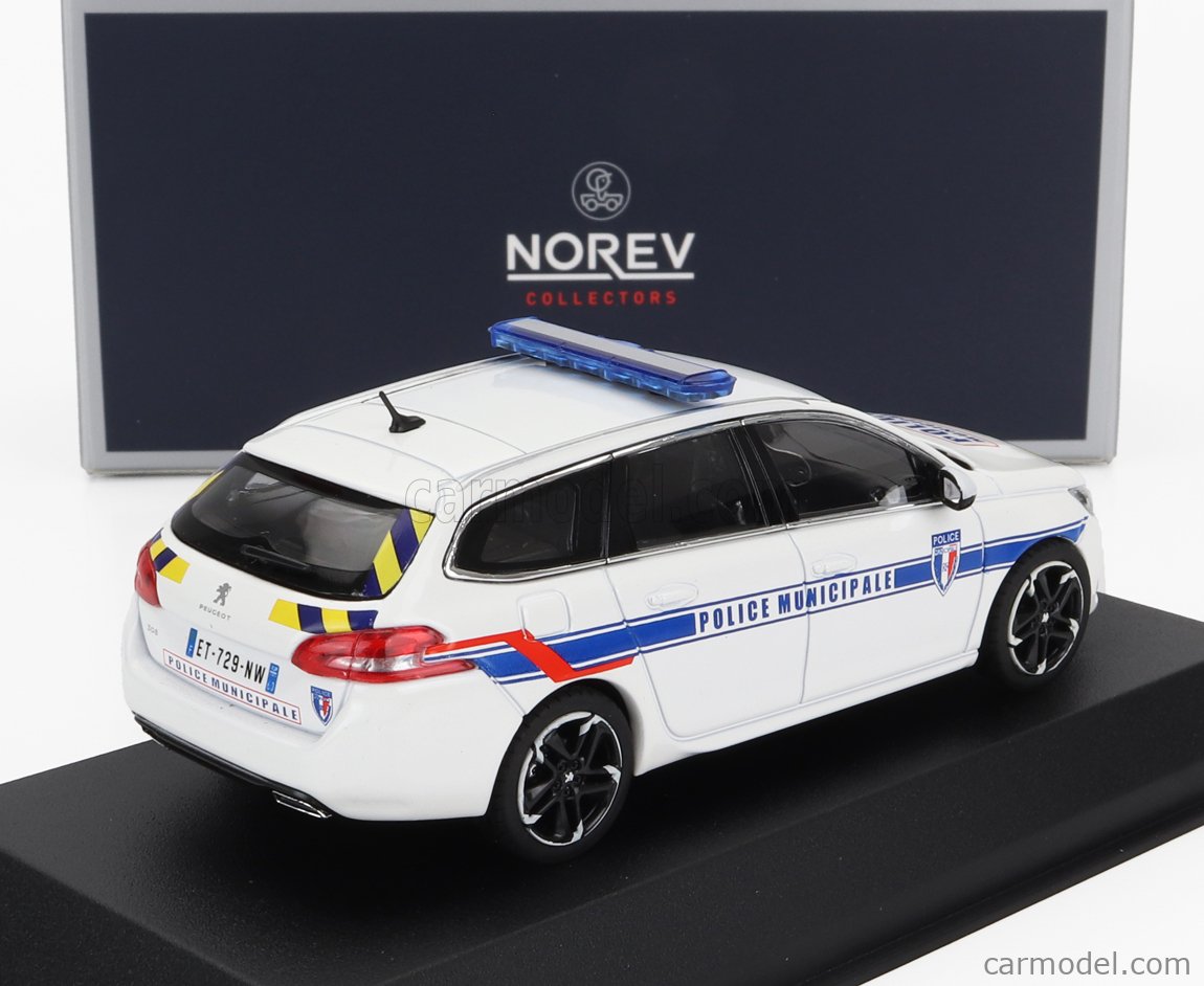 Miniature Peugeot 308 SW Police Municipale Signalisation Jaune Bleu Norev
