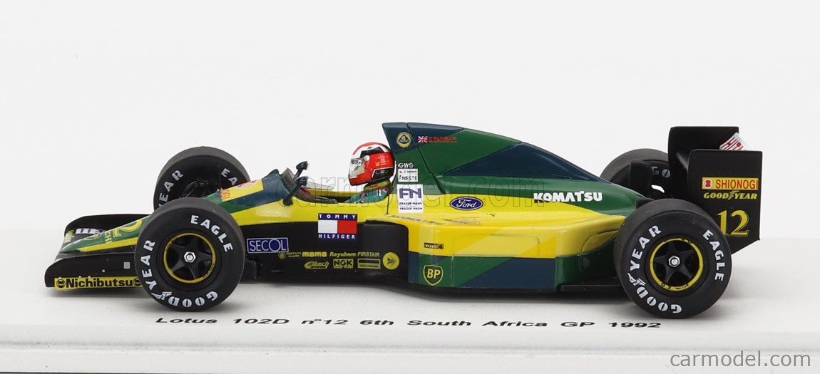 SPARK-MODEL S1675 Scale 1/43  LOTUS F1  102D N 12 SOUTH AFRICAN GP 1992 JOHNNY HERBERT YELLOW GREEN