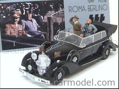 RIO-MODELS MMHMRE Scale 1/43 | MERCEDES BENZ 770K WITH HITLER AND MUSSOLINI  - ASSE ROMA BERLINO 1936 BLACK