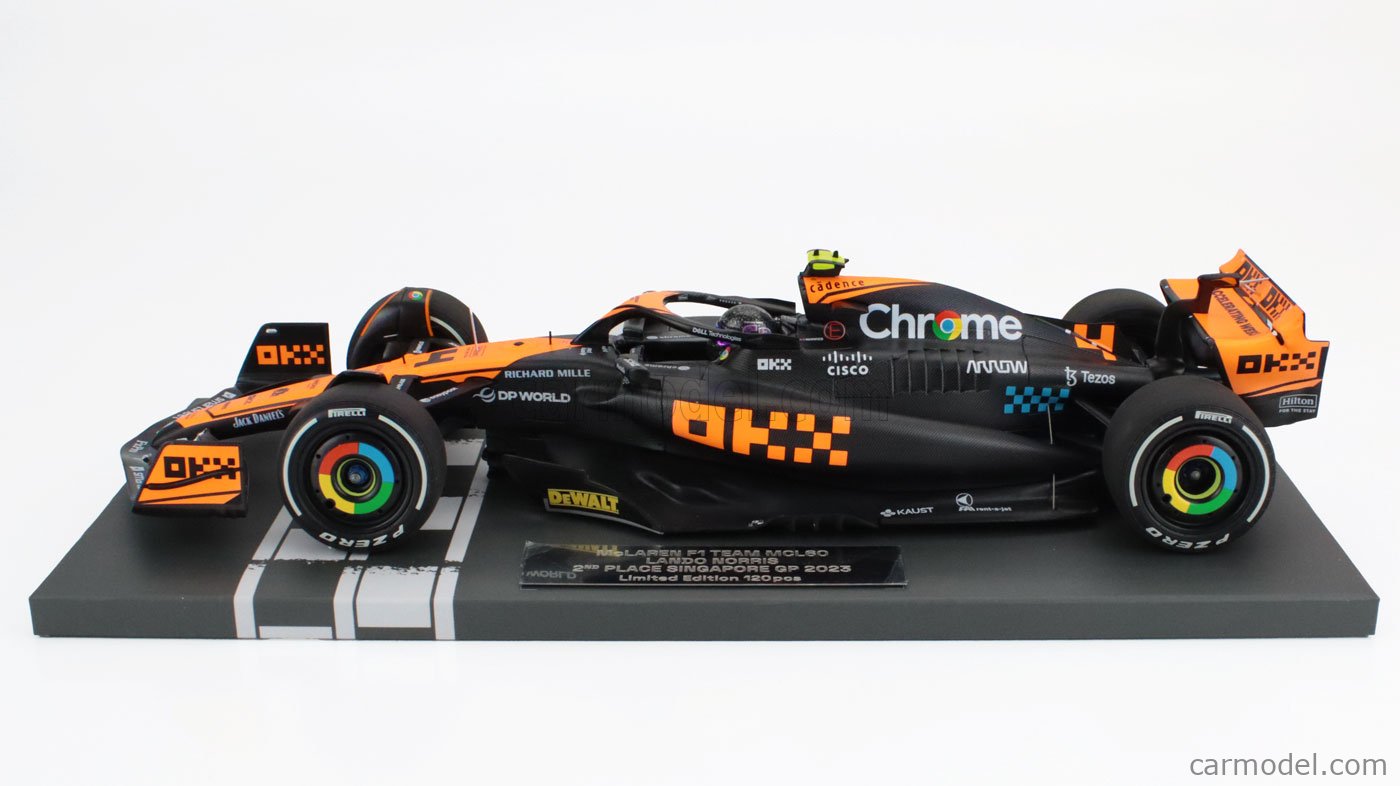 Minichamps 1/18 - McLaren MCL60 - Lando Norris - GP Singapour 2023 - Résine Neuve