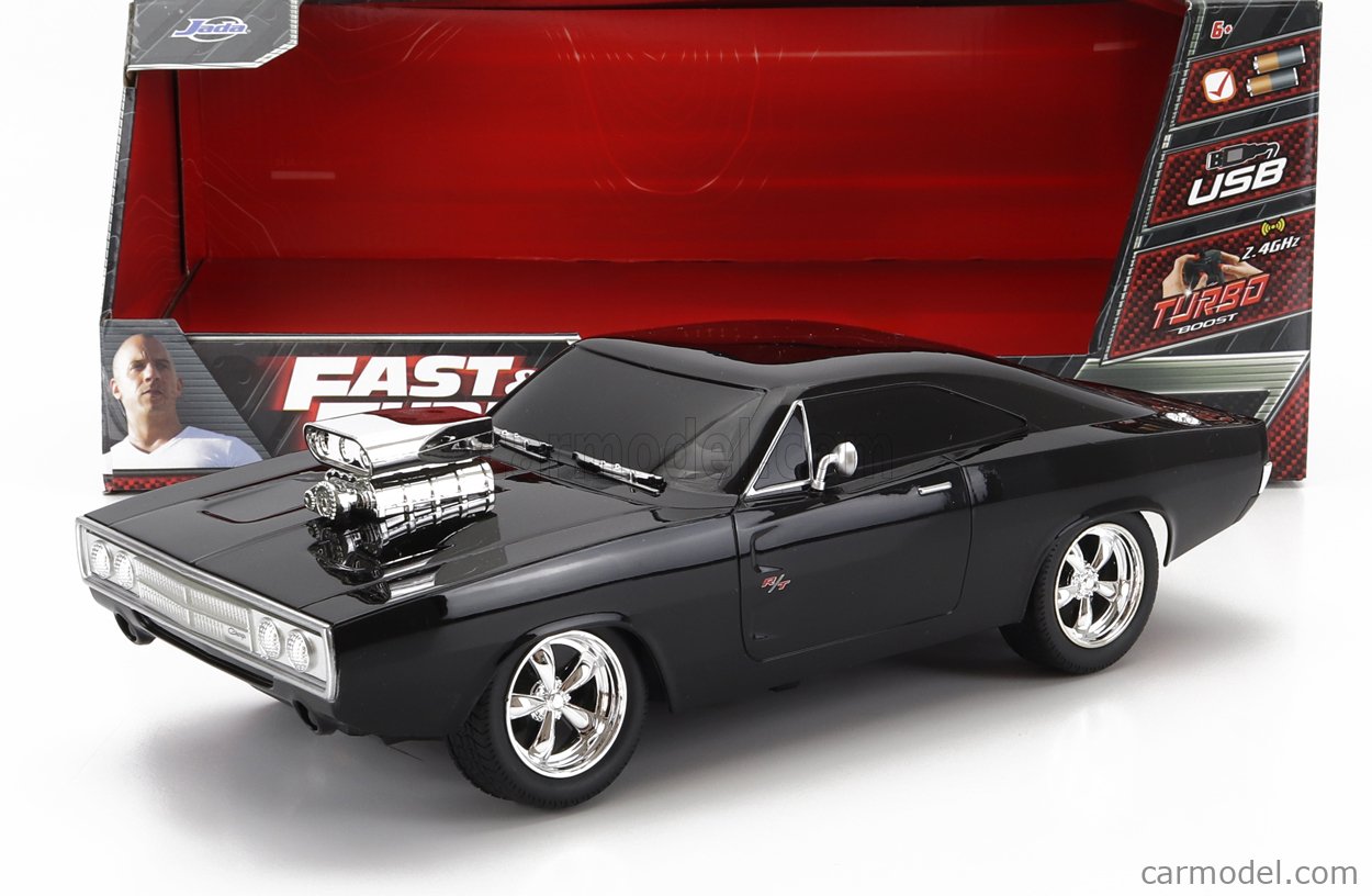 Jada - Fast & Furious - Voiture Radio Commandée - Dodge Charger - Echelle  1/16ème - Fonction Turbo - 253206004 Noir