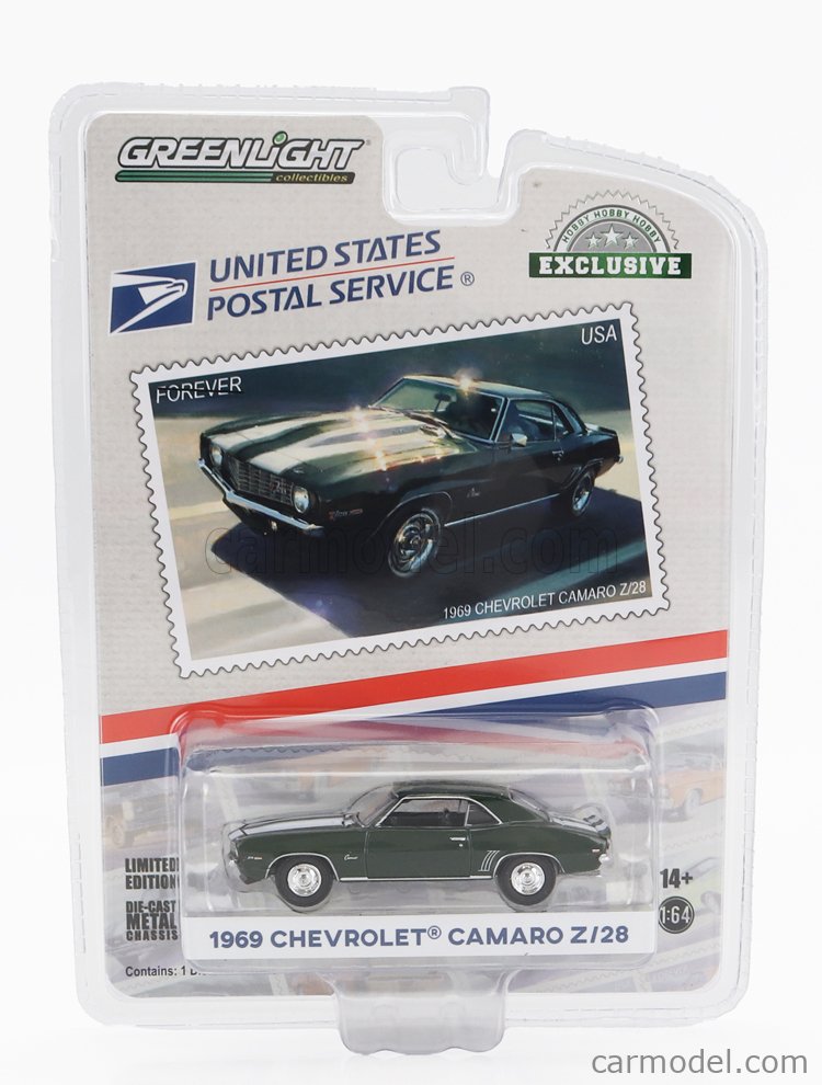 GREENLIGHT 30372 Scale 1/64 | CHEVROLET CAMARO Z/28 COUPE 1969 GREEN WHITE