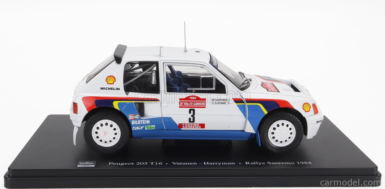 Miniature Peugeot 205 T16 Rallye WRC 1984 - Échelle 1/24 - Ixo / Hachette - NEUVE