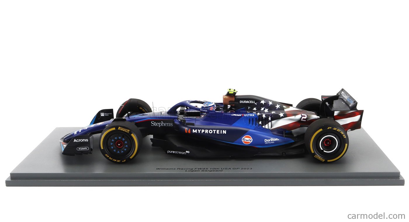 Modèle Spark 1/43 - Williams FW45 USA GP 2023 (Sargeant) - Modèle Résine F1, édition Limitée, S8918
