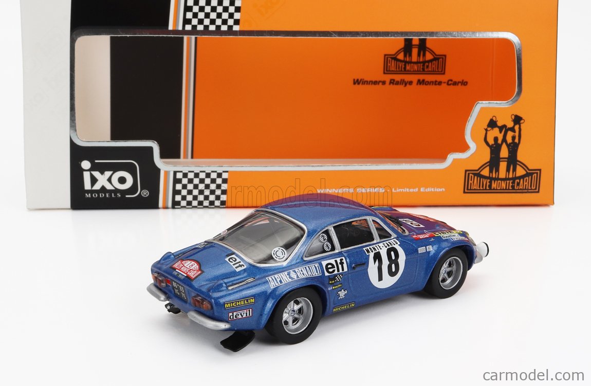 RENAULT - ALPINE A110 1800S N 18 WINNER RALLY MONTECARLO 1973 WITH FIGURE  J.C.ANDRUET - M.PETIT