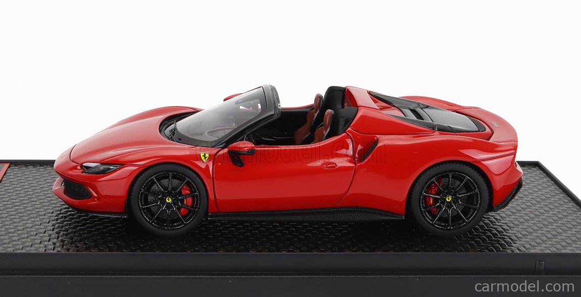 BBR-MODELS BBRC268D1 Scale 1/43 | FERRARI 296 GTS SPIDER 2022 - BLACK  WHEELS ROSSO CORSA 322 - RED