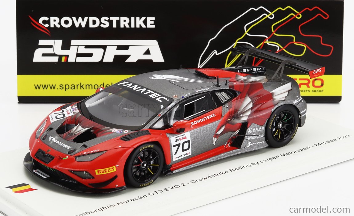ミニカー　1/43 Lamborghini Huracan GT3 EVO 2 #70 Crowdstrike Racing by Leipert Motorsport 24H Spa 2023 G. Watzinger - K. Li - J-F. Brunot - B. Leitch [SB738] Lamborghini Huracan GT3 Evo 2 Leipert CrowdStrike Racing 24H