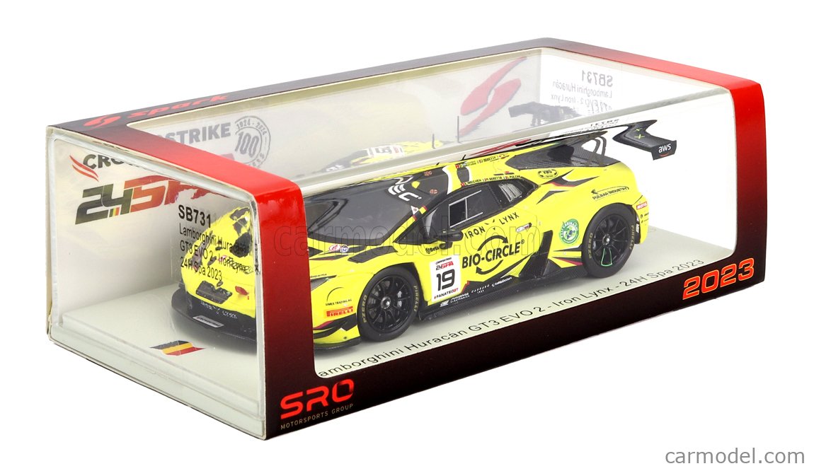 ミニカー　1/43 Lamborghini Huracan GT3 EVO 2 #19 Iron Lynx 24H Spa 2023 L. Pulcini - M. Beretta - R. Ineichen [SB731] 1/43 Spark Lamborghini Huracán GT3 EVO 2 No.19 Iron Lynx 24H
