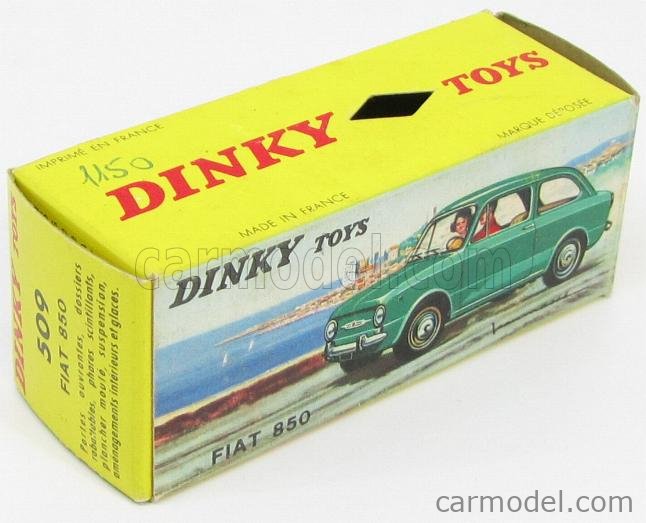 Modèle Réduit Dinky Toys FIAT 850 Jaune - Échelle 1:43 - Atlas Sorti De Boîte - Occasion