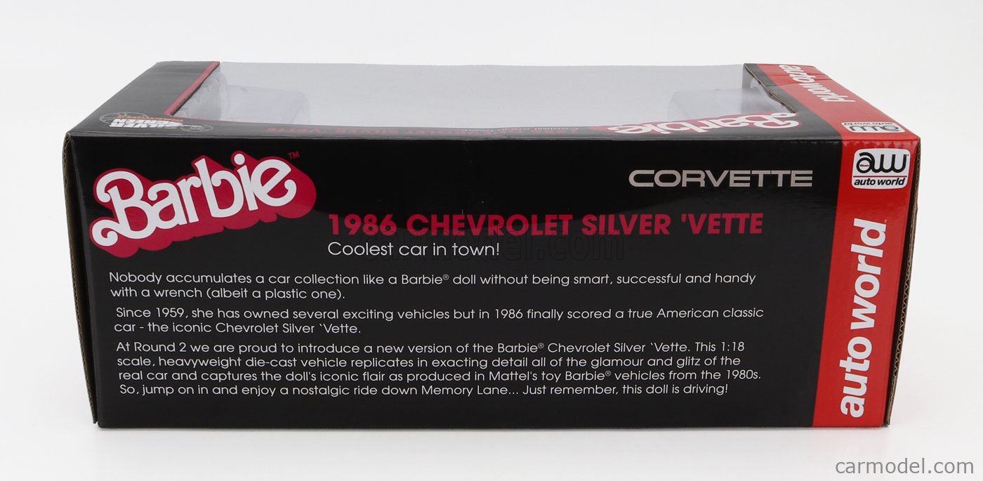 AUTOWORLD AWSS142/06 Scale 1/18  CHEVROLET CORVETTE SPIDER OPEN 1986 - BARBIE SILVER PINK