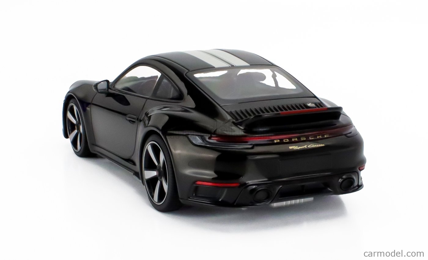 Minichamps 155062001 Porsch. 911 (992) Sport Classic Black with Stripe 2022 - échelle 1/18 - modèle de Voiture