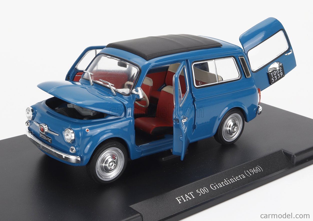 Modèle Réduit FIAT 600D Série 1 1960 Avec Vitrine - Échelle 1:24, Edicola, Neuf, Bleu