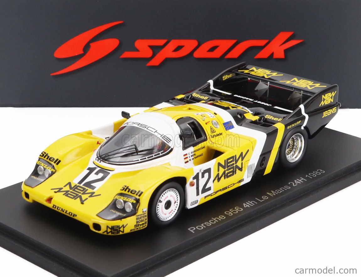 Miniature Spark Porsche 956 N°12 – 4e Aux 24 Heures Du Mans 1983 – Échelle 1/43, Jaune, Réf S9850