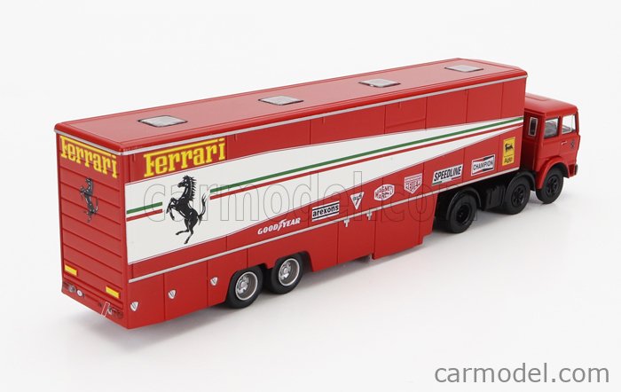 FIAT - 691 T TRUCK CAR TRANSPORTER ASSISTANCE WITH 6X FIGURES + 2X F1  FERRARI 312T2 N 11 WORLD CHAMPION NIKI LAUDA + N 12 CARLOS REUTEMANN SEASON  1977