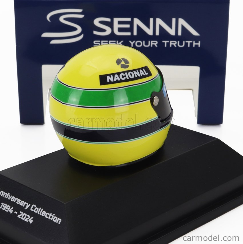 Casque Ayrton Senna Première Victoire F1 1985 – Minichamps 1/8 (prévente)