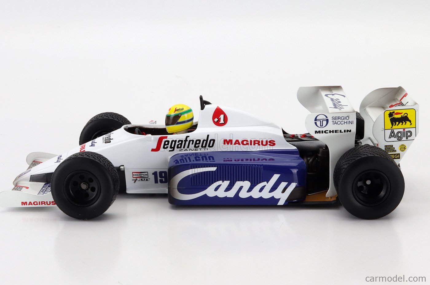 Minichamps 1:18 A. Senna Toleman TG184 Dirty Version #19 2nd Monaco GP