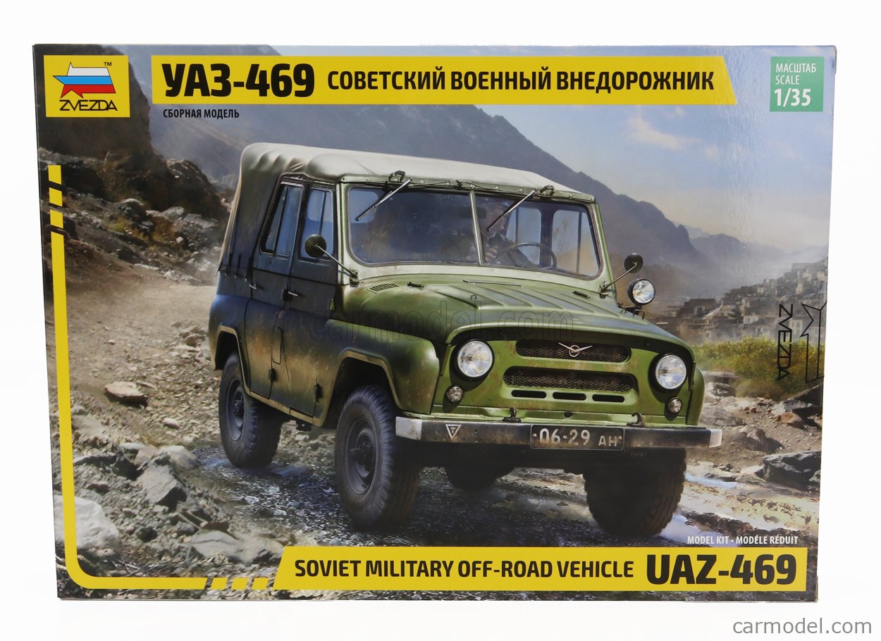 ZVEZDA 3629 Scale 1/35 | UAZ 469 SOFT-TOP SOVIET MILITARY 1975