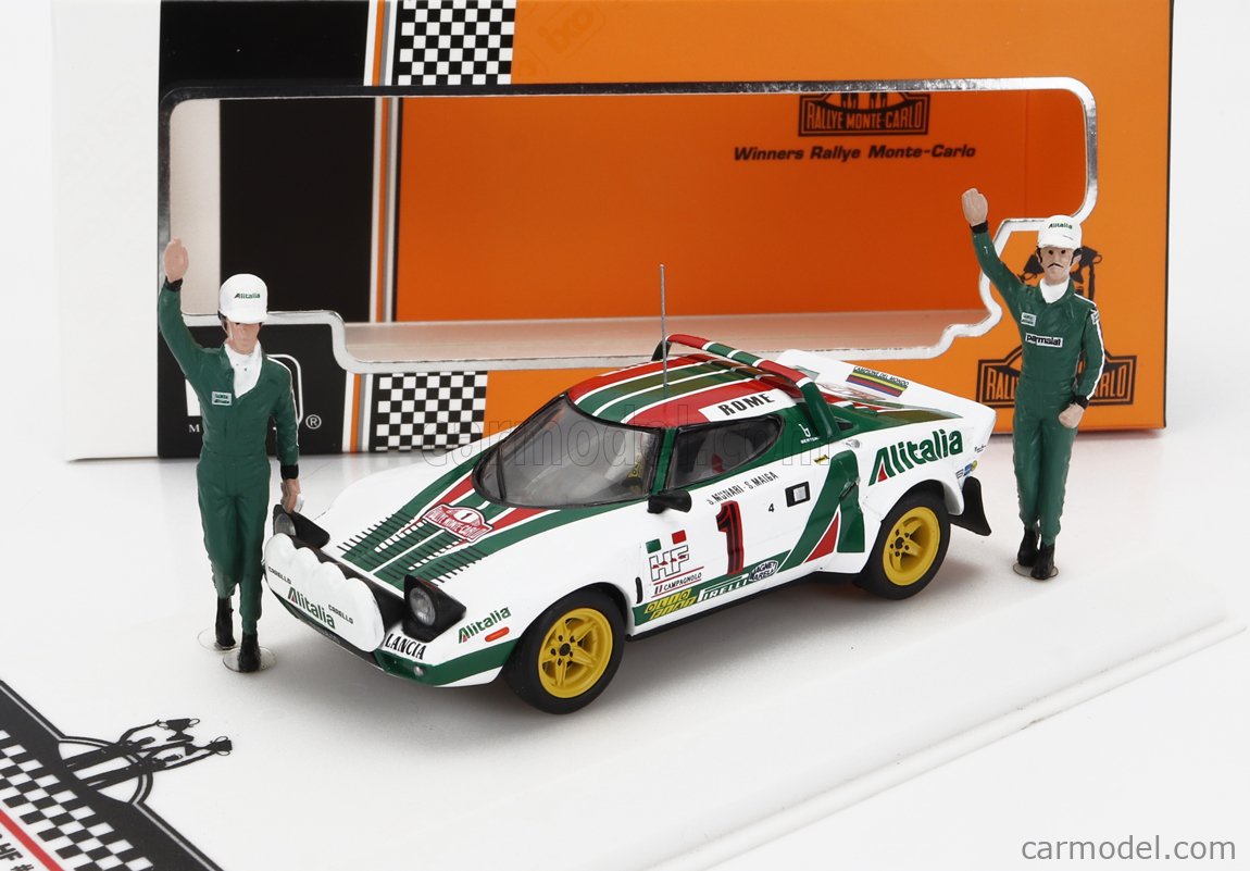 LANCIA - STRATOS HF TEAM ALITALIA (night version) N 10 WINNER RALLY  MONTECARLO 1977 WITH FIGURE SANDRO MUNARI - SILVIO MAIGA