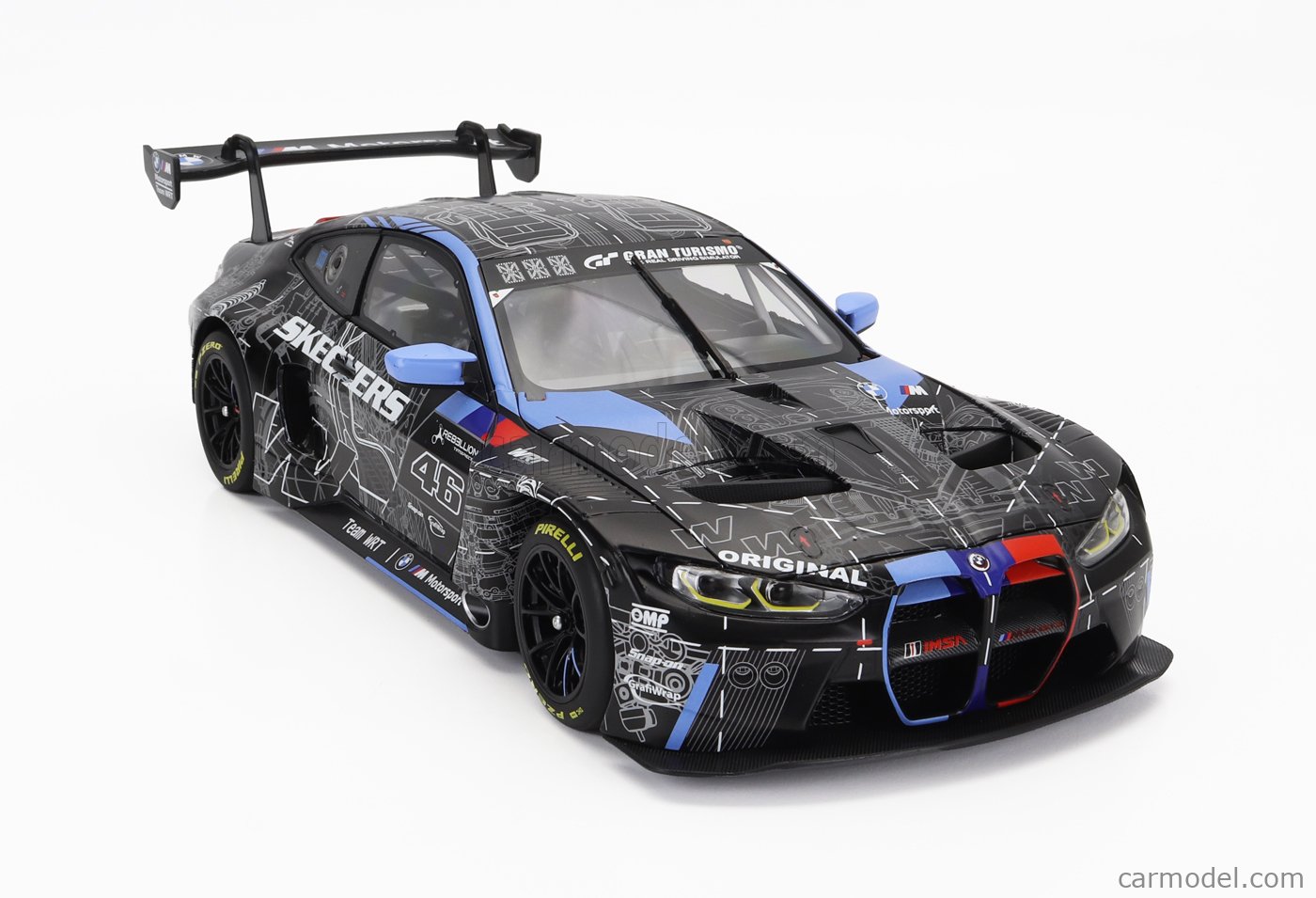 Miniature Minichamps BMW M4 GT3 N°46, Spa 2023, Valentino Rossi, échelle 1:18