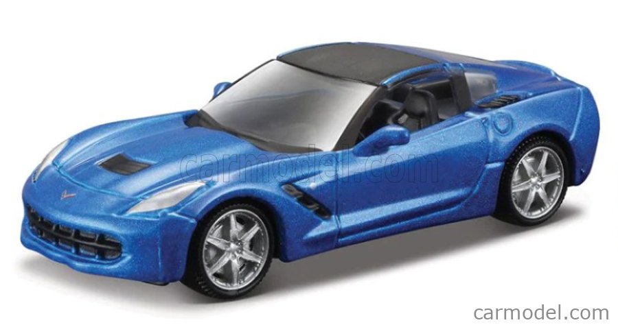 BURAGO BU59037BL Scale 1/64 | CHEVROLET CORVETTE STINGRAY COUPE 2014 BLUE