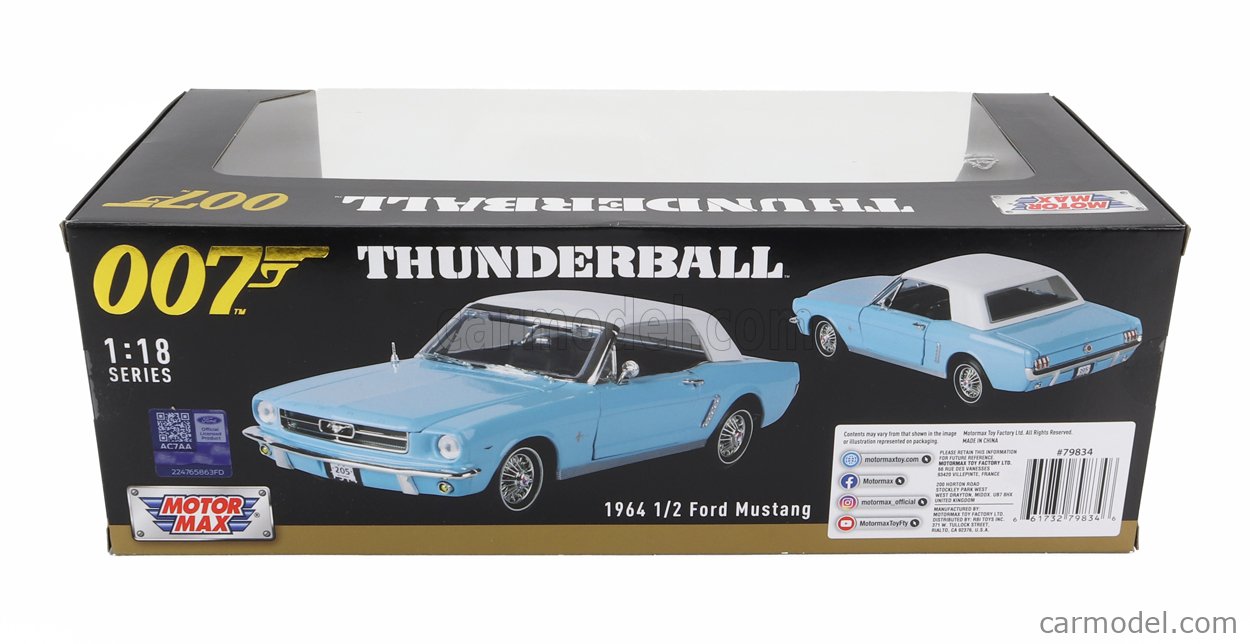 MOTOR-MAX 79834 Scale 1/18 | FORD USA MUSTANG CONVERTIBLE