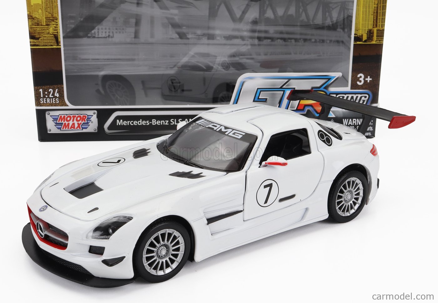 MOTOR-MAX 73772 Масштаб 1/24 | MERCEDES BENZ SLS AMG GT3 N 7 2010 WHITE