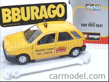 BBURAGO BURAGO FIAT YELLOW TYPE RADIO TAXI ART. 0135 1:24 VINTAGE MADE IN  ITALY